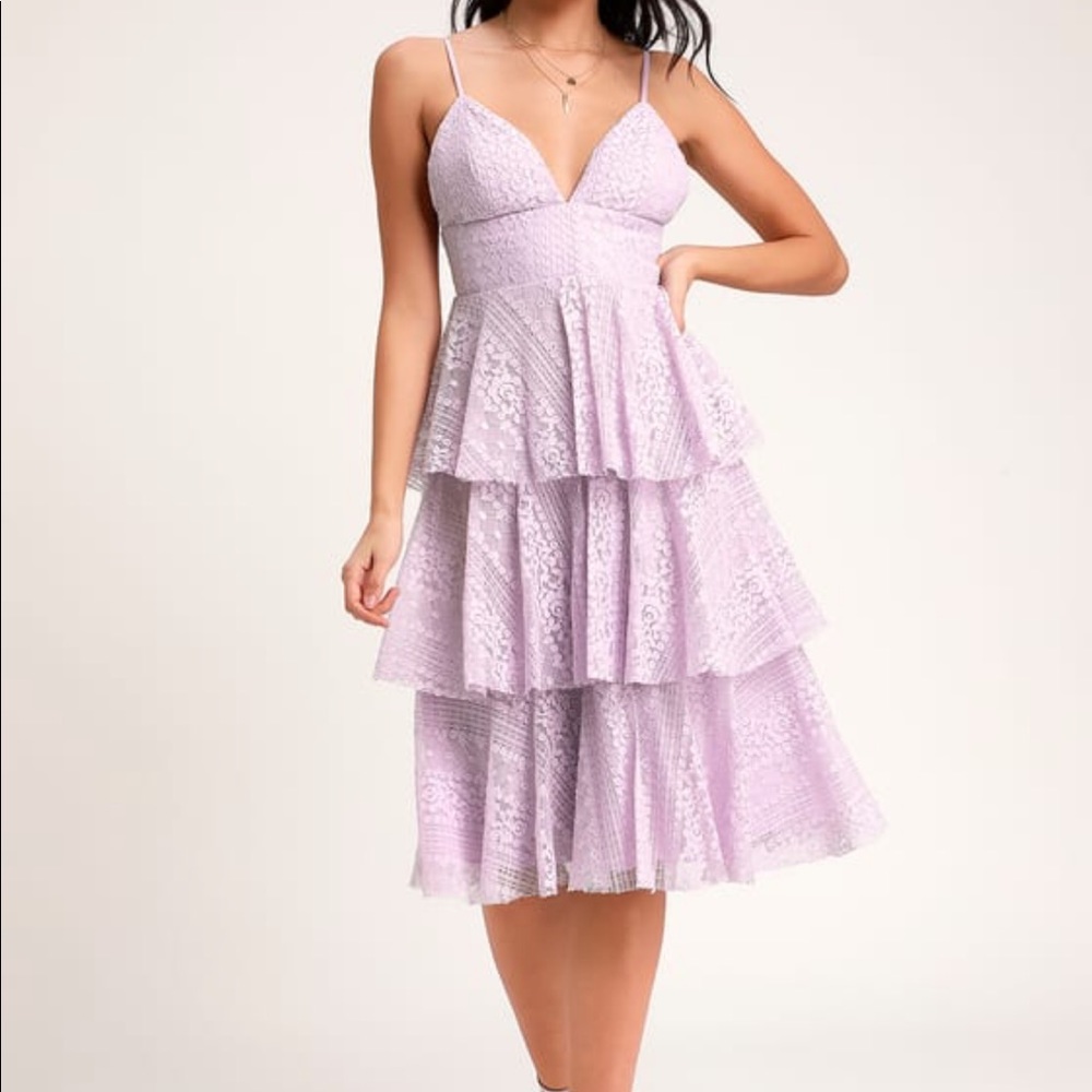 ENDLESS ROMANCE LAVENDER RUFFLED MIDI DRESS